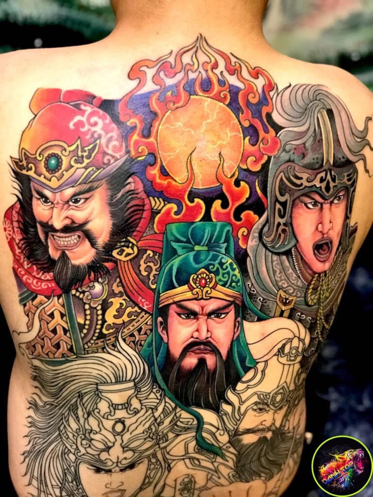 Tattoo xăm Ngũ Hổ tướng có màu độc đẹp