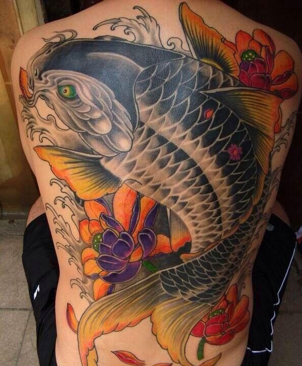 Tattoo xăm cá chép hóa rồng full lưng ngầu