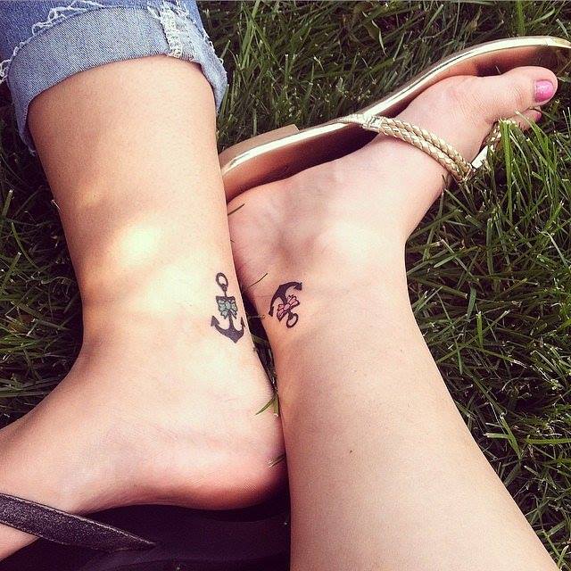 Tattoo xăm đôi mini ở chân cute