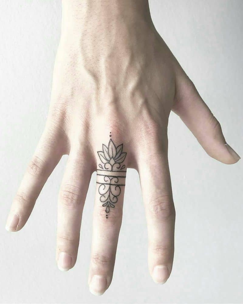 Tattoo xăm mini cho nam ở ngón tay