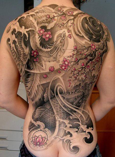 Tattoo xăm phượng hoàng kín lưng