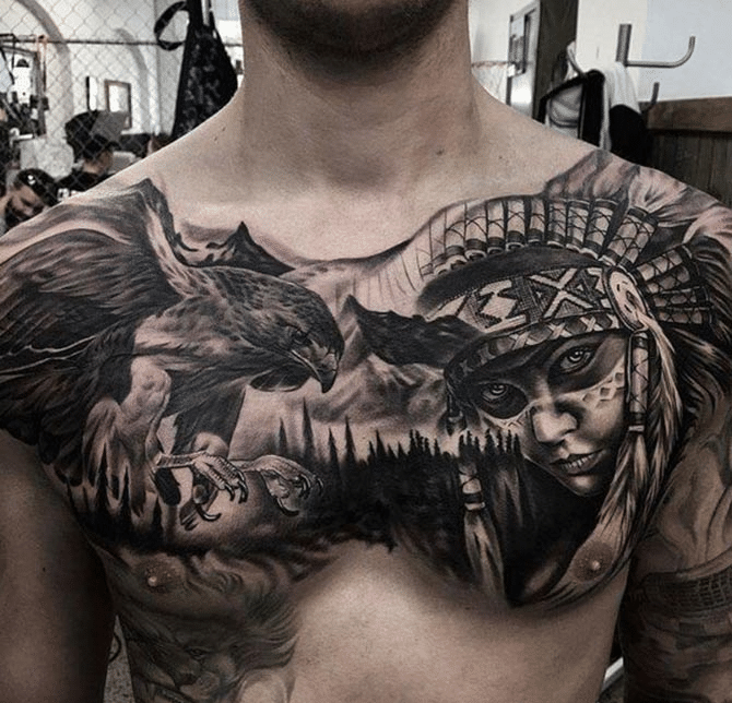 Tattoo xăm trước ngực cực chất