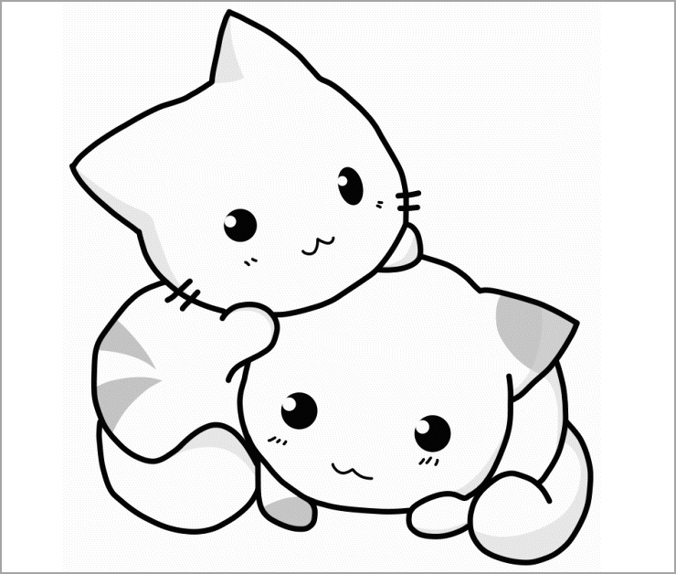 Tuyển tập tranh con mèo đáng yêu cho bé tập tô 2 chú mèo cute