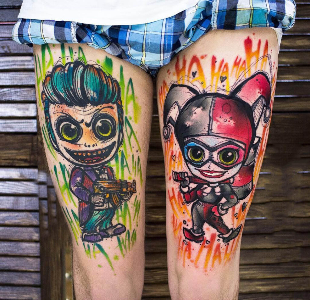 Xăm tattoo Joker và Harley