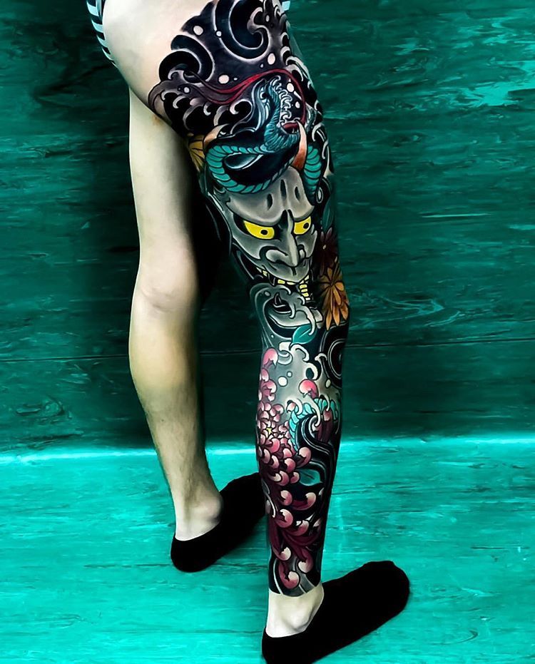 Xăm tattoo Yakuza full kín chân có 1 0 2