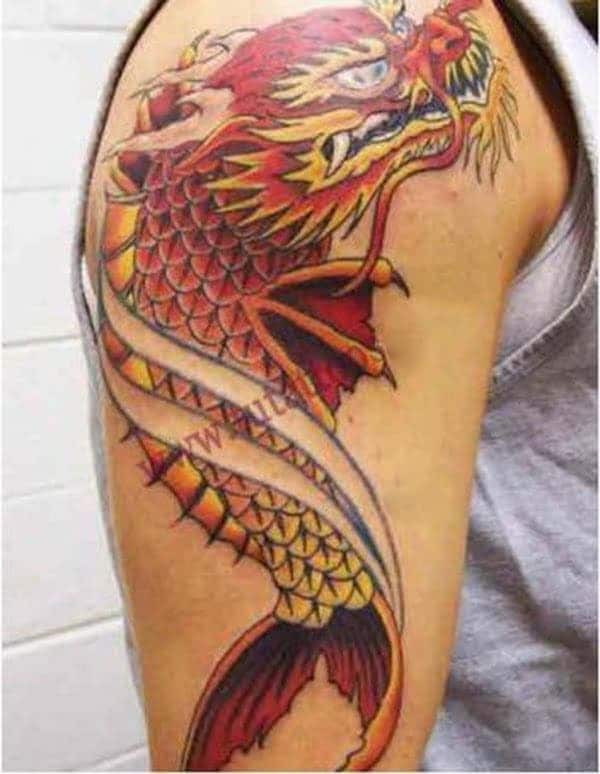ảnh hình đầu rồng đuôi cá chép tattoo cho nam cực chất