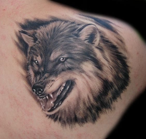 ảnh tattoo chó sói đơn giản