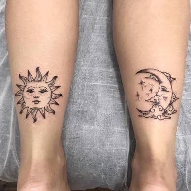 hình ảnh tattoo mặt trăng tròn sau gáy nữ