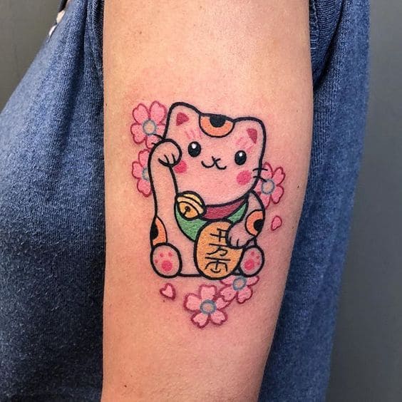 hình ảnh tattoo mèo thần tài ở tay cực đẹp