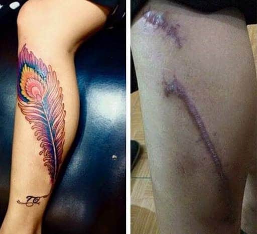 hình tattoo che sẹo ở chân đẹp