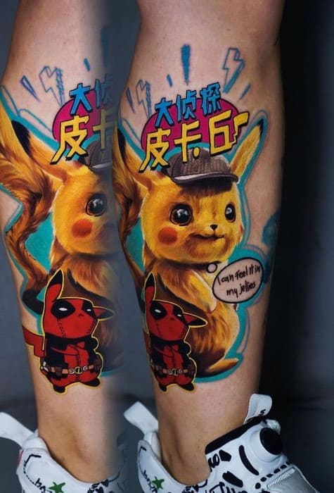 hình tattoo pikachu thật ở chân