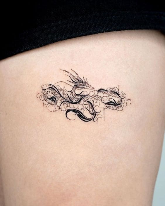 hình tattoo rồng nước mini cực đẹp