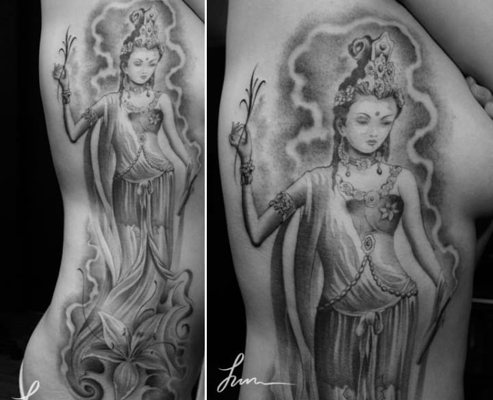 mẫu hình tattoo Phật Thiên Thủ Thiên Nhãn