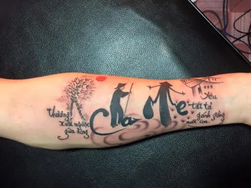 mẫu hình tattoo chữ cha mẹ cực đẹp