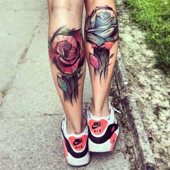 mẫu hình tattoo sau bắp chân cho con gái