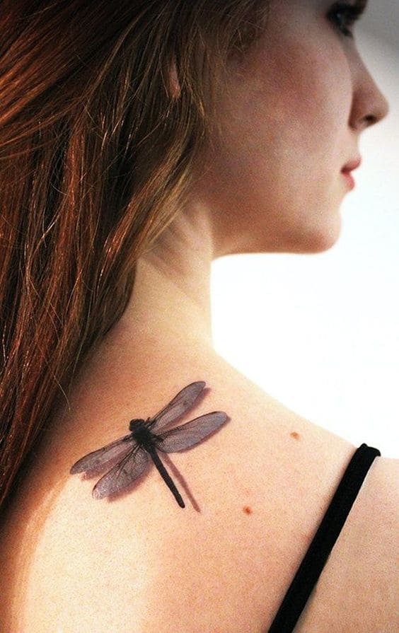 mẫu tattoo 3d chuồn chuồn đẹp cho nữ