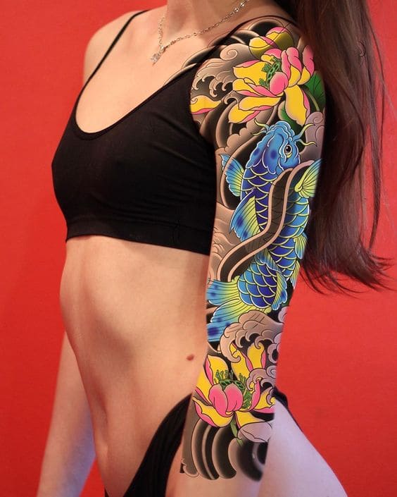 mẫu tattoo các chép full tay cho nữ