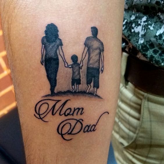 mẫu tattoo cha mẹ và con trên cánh tay đẹp