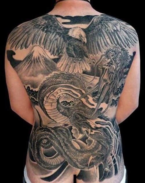 mẫu tattoo hình đại bàng full lưng