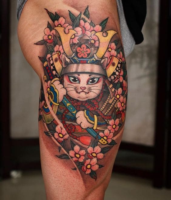 mẫu tattoo hình mèo thần tài đẹp ngầu