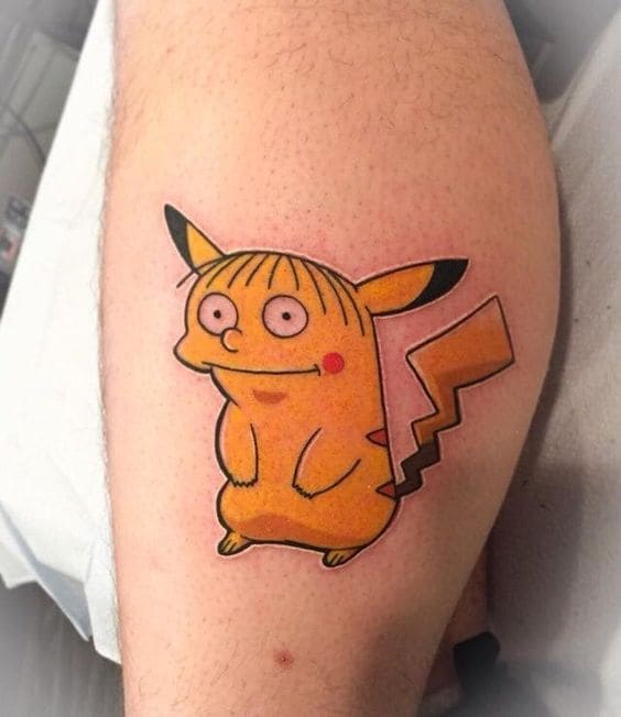 mẫu tattoo hình pikachu có biểu cảm đáng yêu cute