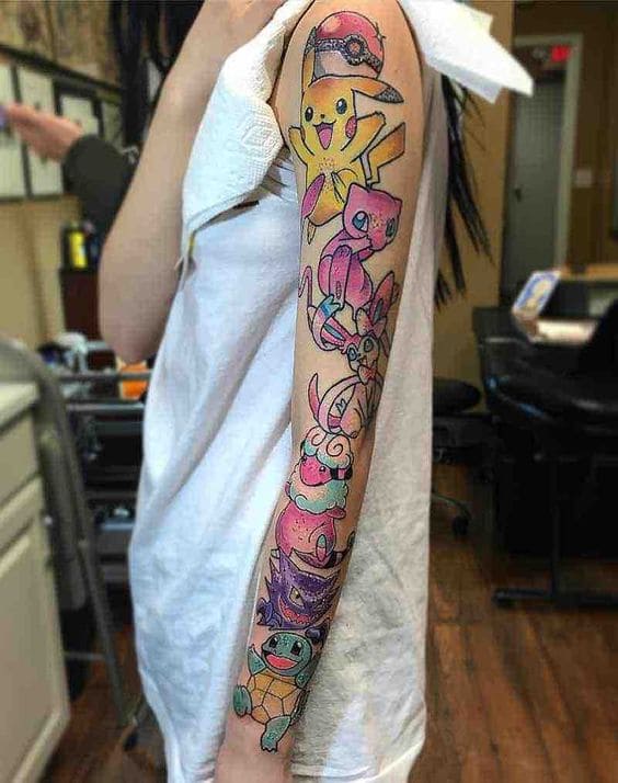 mẫu tattoo hình pikachu kín tay đẹp
