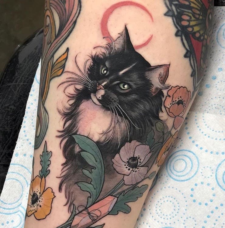 mẫu tattoo mèo cho nam cool ngầu