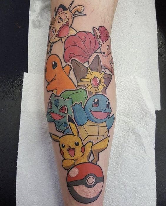mẫu tattoo pikachu kín chân