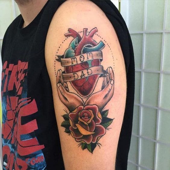 mẫu xăm hình tattoo mom dad trên tay nam