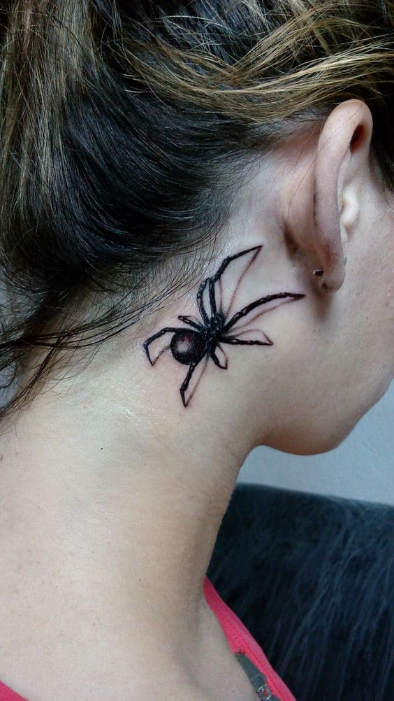 mẫu xăm tattoo nhện 3d bò cho nữ