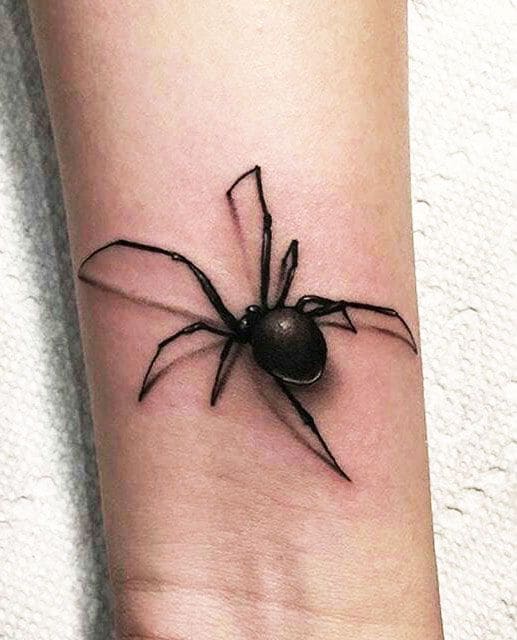 mẫu xăm tattoo nhện 3d bò ở tay