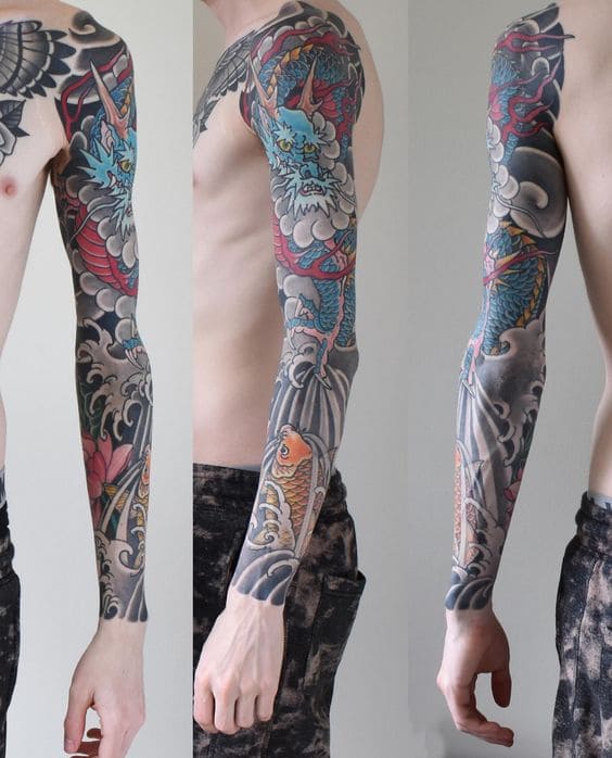 những mẫu hình tattoo con rồng kín tay