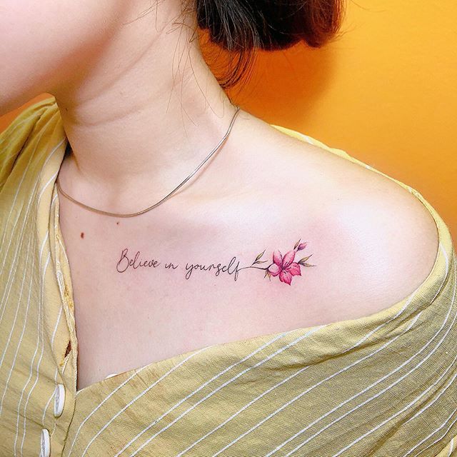 Hình Xăm Chữ Believe  Believe In Yourself Chest Lettering Tattoo  TRẦN  HƯNG ĐẠO