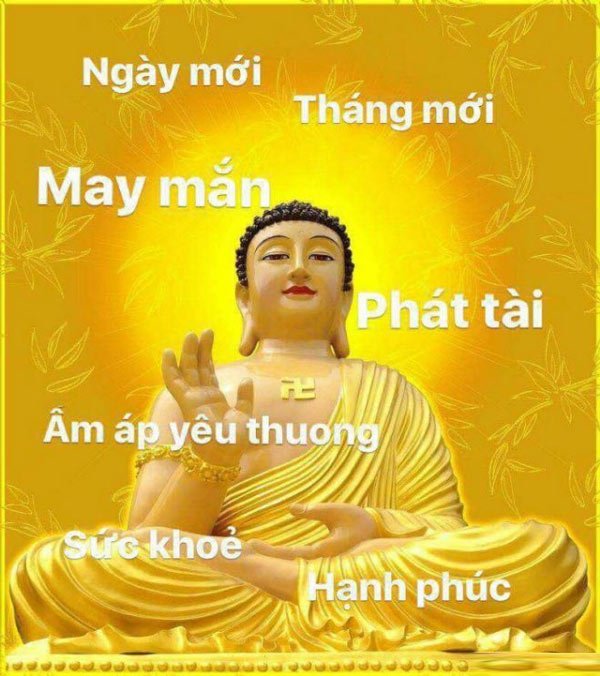 Hình ảnh chúc mừng tháng mới may mắn với tượng Phật