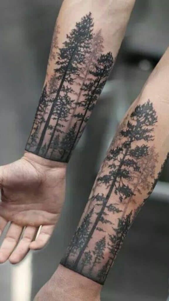 Hình phong cảnh thiên nhiên rừng cây tạo nên mẫu tattoo tuyệt đẹp