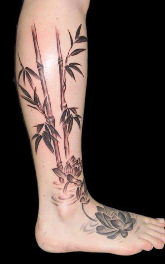 Hình tattoo cây tre cây trúc đẹp nhất ở chân