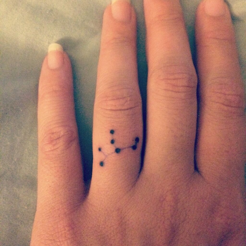 Hình tattoo chòm sao cung Xử Nữ ở ngón tay