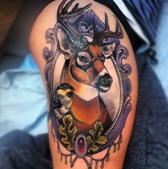 Hình tattoo con hươu tuyệt đẹp
