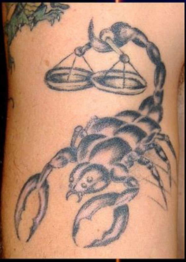 Hình tattoo cung Thiên Bình với bọ cạp