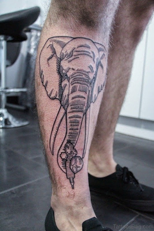 Hình tattoo đầu voi ở chân nam