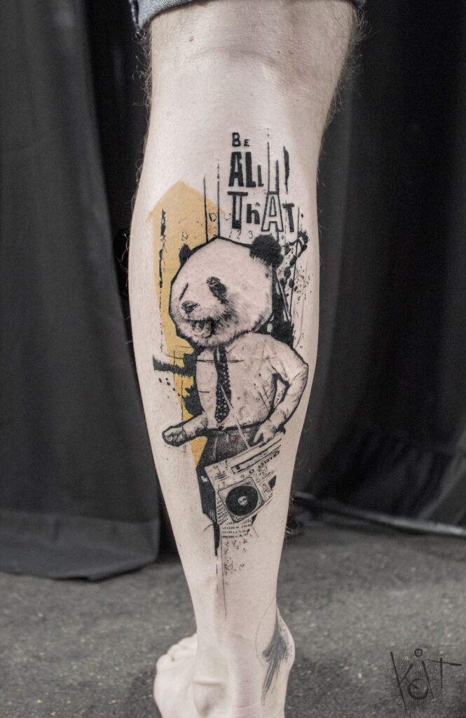 Hình tattoo gấu trúc ở chân đẹp