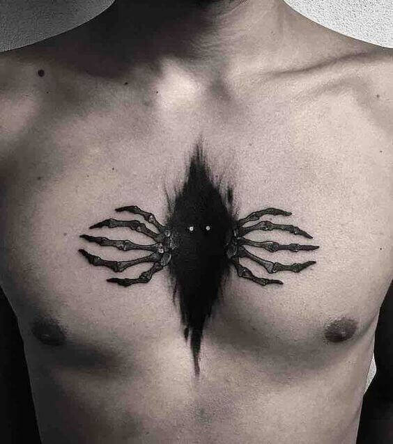 Hình tattoo nhỏ độc kỳ lạ bên trên ngực nam
