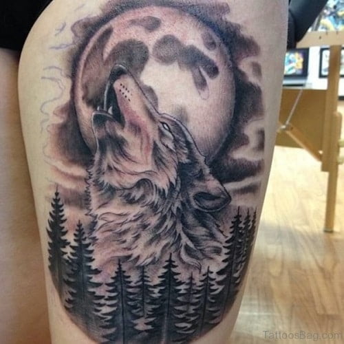 Hình tattoo sói ngắm trăng độc lạ và khác biệt