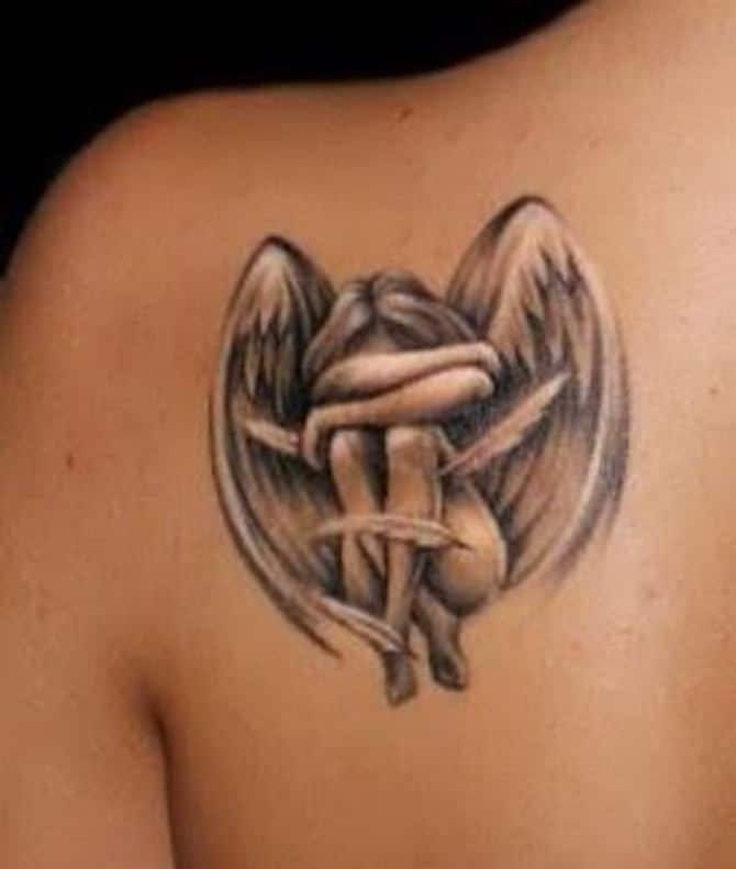 Hình tattoo xăm thiên thần sa ngã đẹp