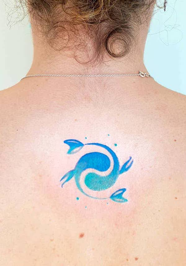 Hình xăm cung Song Ngư với màu xanh đại dương tuyệt đẹp