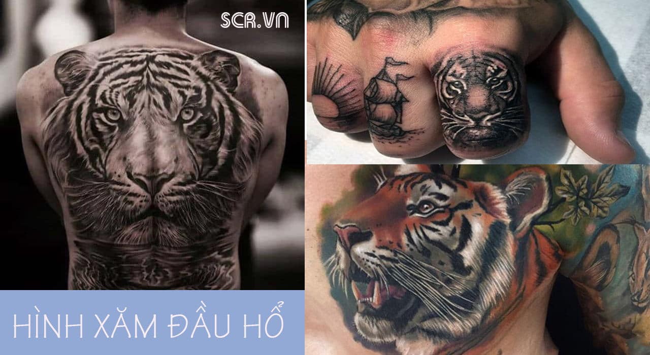 Tattoo Hổ Xuống Núi Đen Trắng