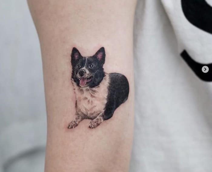 Kiểu tattoo chó đen bắt mắt và đáng yêu
