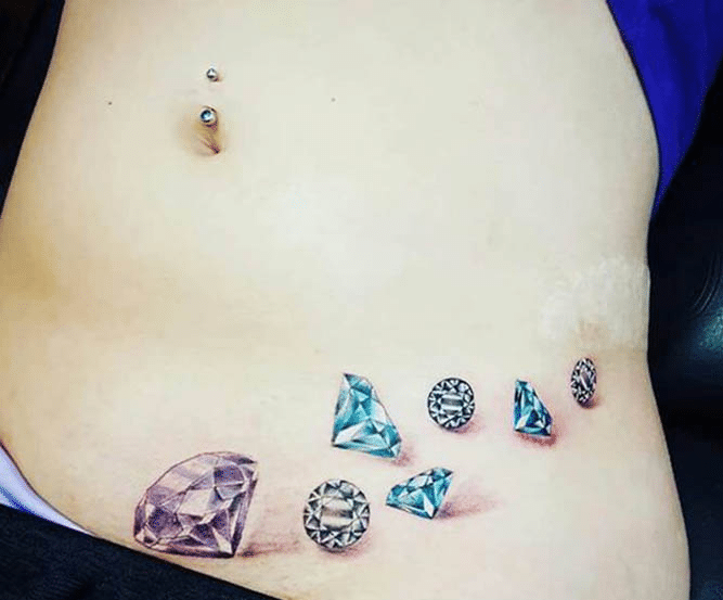 Kiểu tattoo kim cương nhiều màu siêu đẹp