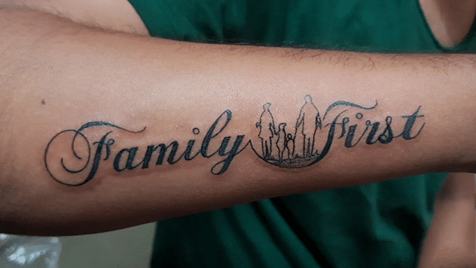 Kiểu xăm chữ tiếng Anh đẹp về gia đình