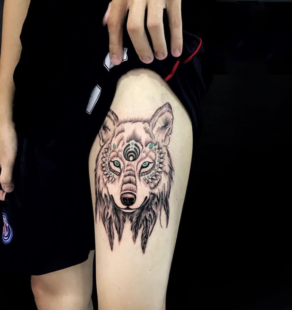 Mẫu tattoo chó sói đẹp cho nam